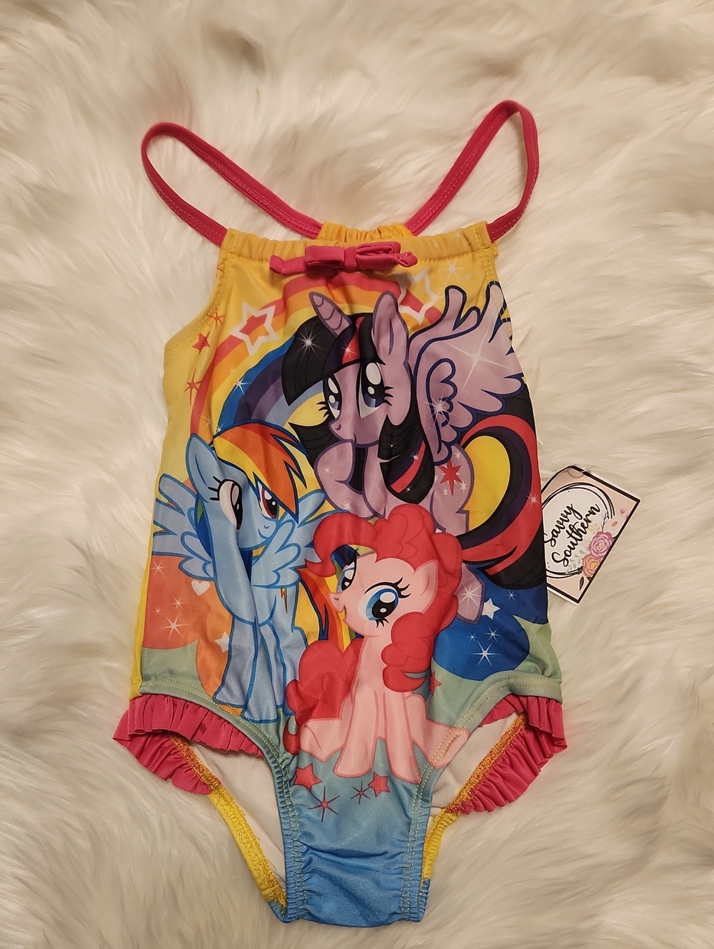 My Little Pony 1pc Swimsuit- Yellow and Pink Girls' Swimwear - Kids Size 3T